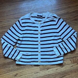 LILLUSORY Black & White Striped Cardigan with Gold functional Buttons